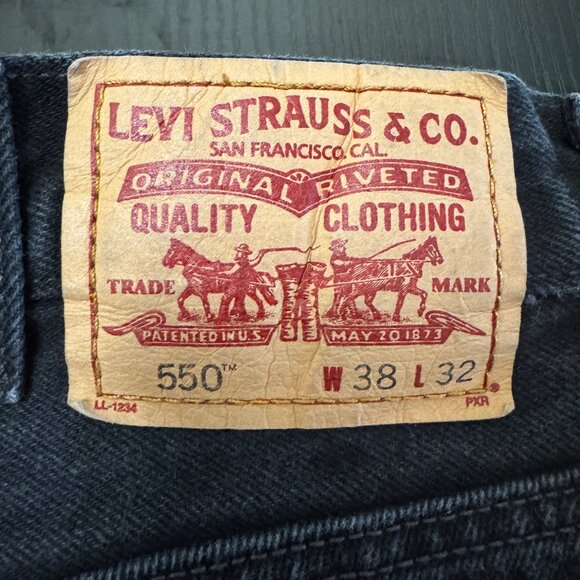 VTG Levi's 550 Jeans Men's 38x32 Black Relaxed Fit Stretch Denim Red Tab Y2K 00s - Picture 4 of 11